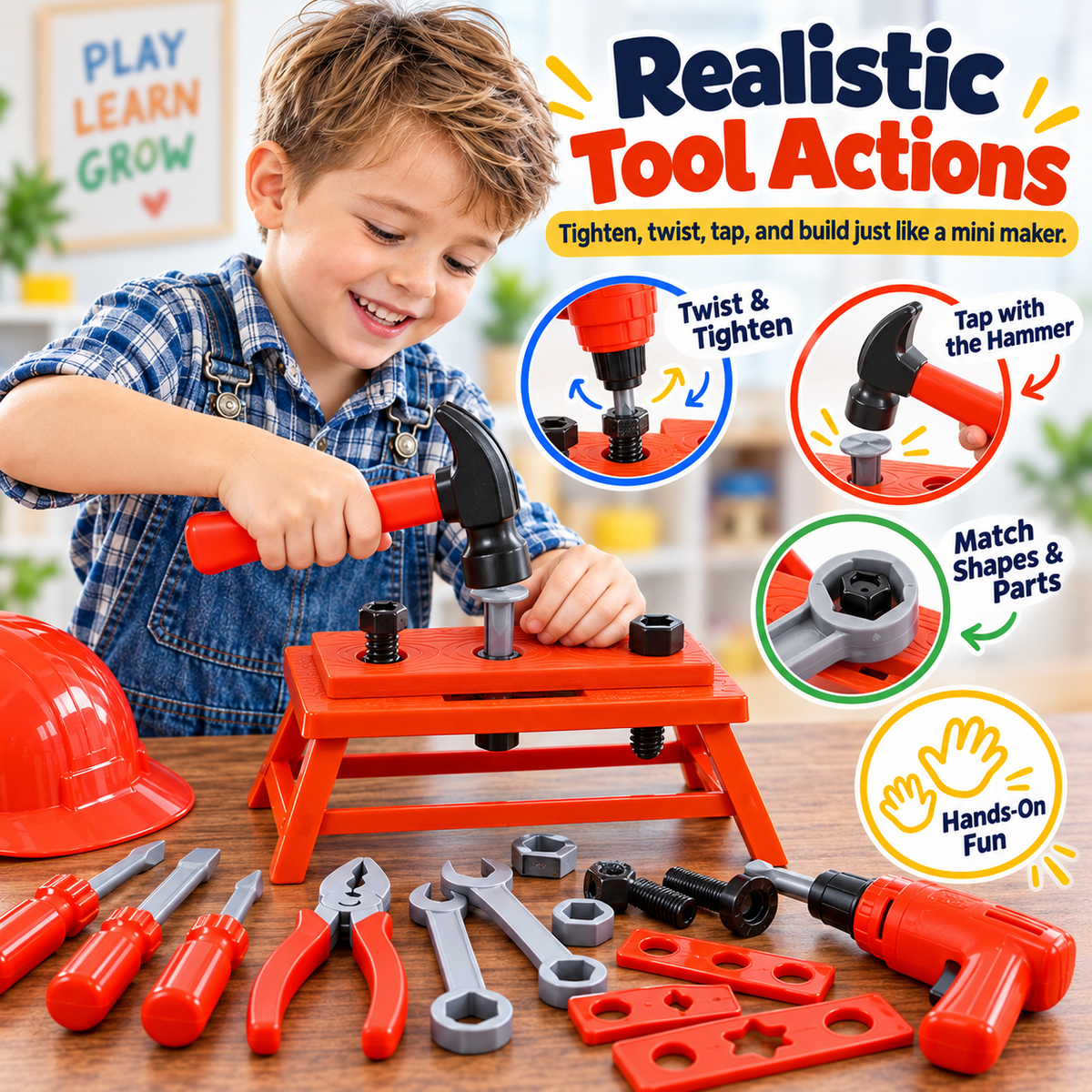 ⚡41PCS Kids Electric Drill Tool Set – Twist, Tighten, Build & Pretend