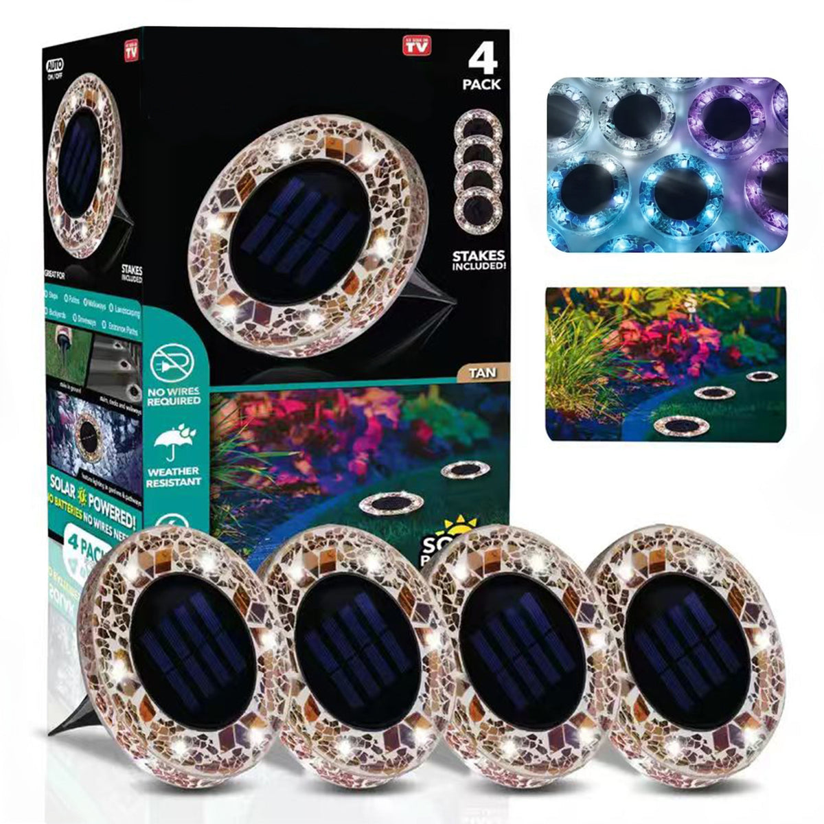 🌙 Glowing Mosaic Solar Garden Lights – Automatic Pathway Glow
