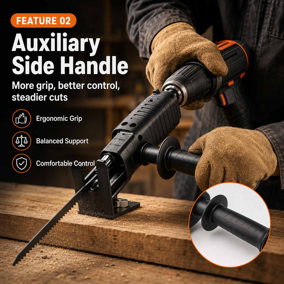 Electric Cutter Adapter for Drill Quick Installation Reciprocating Cutter Adapter for Precise Wood Cutting