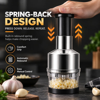 Chop Garlic Faster – Press-Down Manual Food Chopper