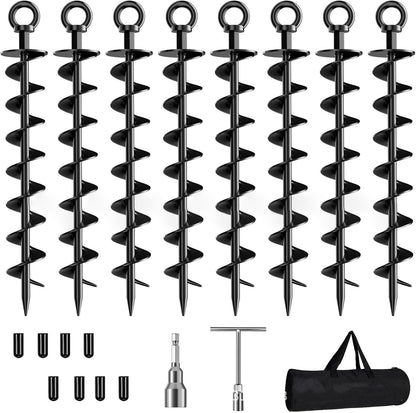 🌀 Heavy-Duty Full Spiral Ground Anchors – Drill-Ready Steel Tie-Down Stakes for Tents & Trampolines 🔩