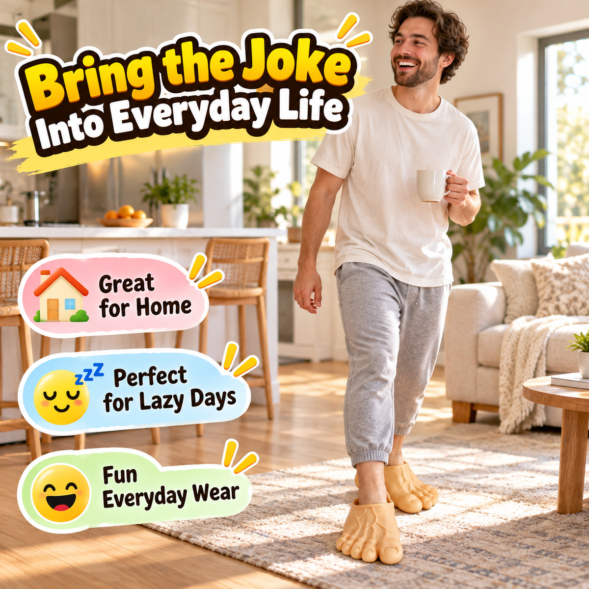 😂 BigFoot Funny Feet Slippers – Realistic Oversized Novelty House Shoes