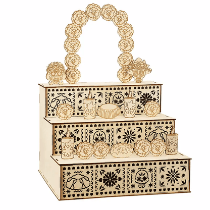 🔥Last Day 49% OFF - 🎃Day of the Dead Wooden Altar Display Set | 💕Death is not the end of life, forgetting is