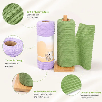 🧽 Tearable Reusable Cleaning Cloth Roll – Washable Absorbent Towels for Kitchen & Home