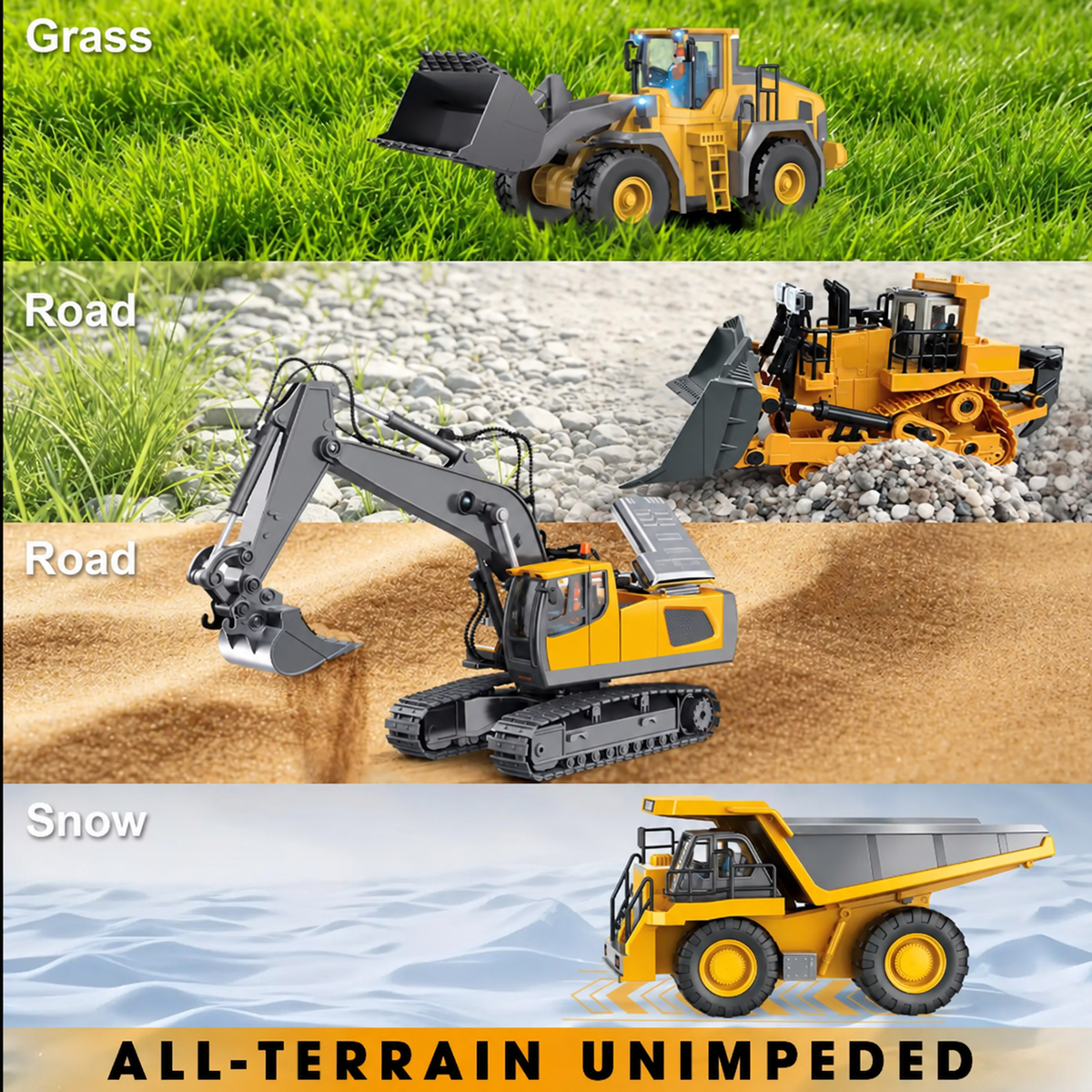 🚜 RC Construction Vehicles – Excavator, Loader, Bulldozer & Dump Truck