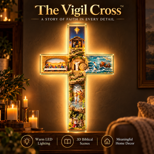 The Vigil Cross™ – Illuminated Biblical Story Wall Cross
