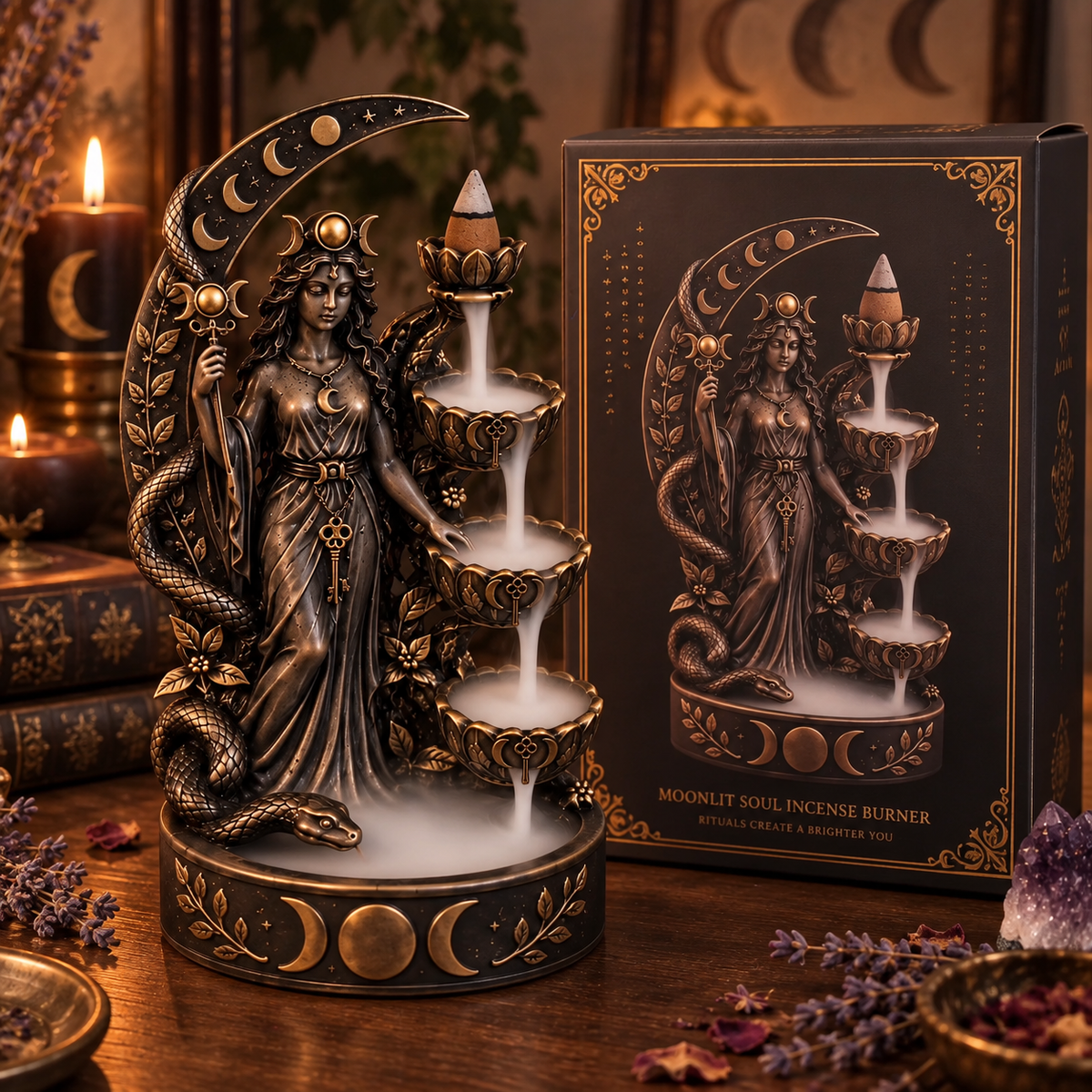 ☁️ Backflow Incense Burner – Cascading Smoke Sculptural Décor