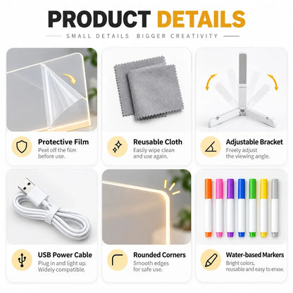 ✨ Reusable Acrylic LED Message Board – Write, Glow & Create
