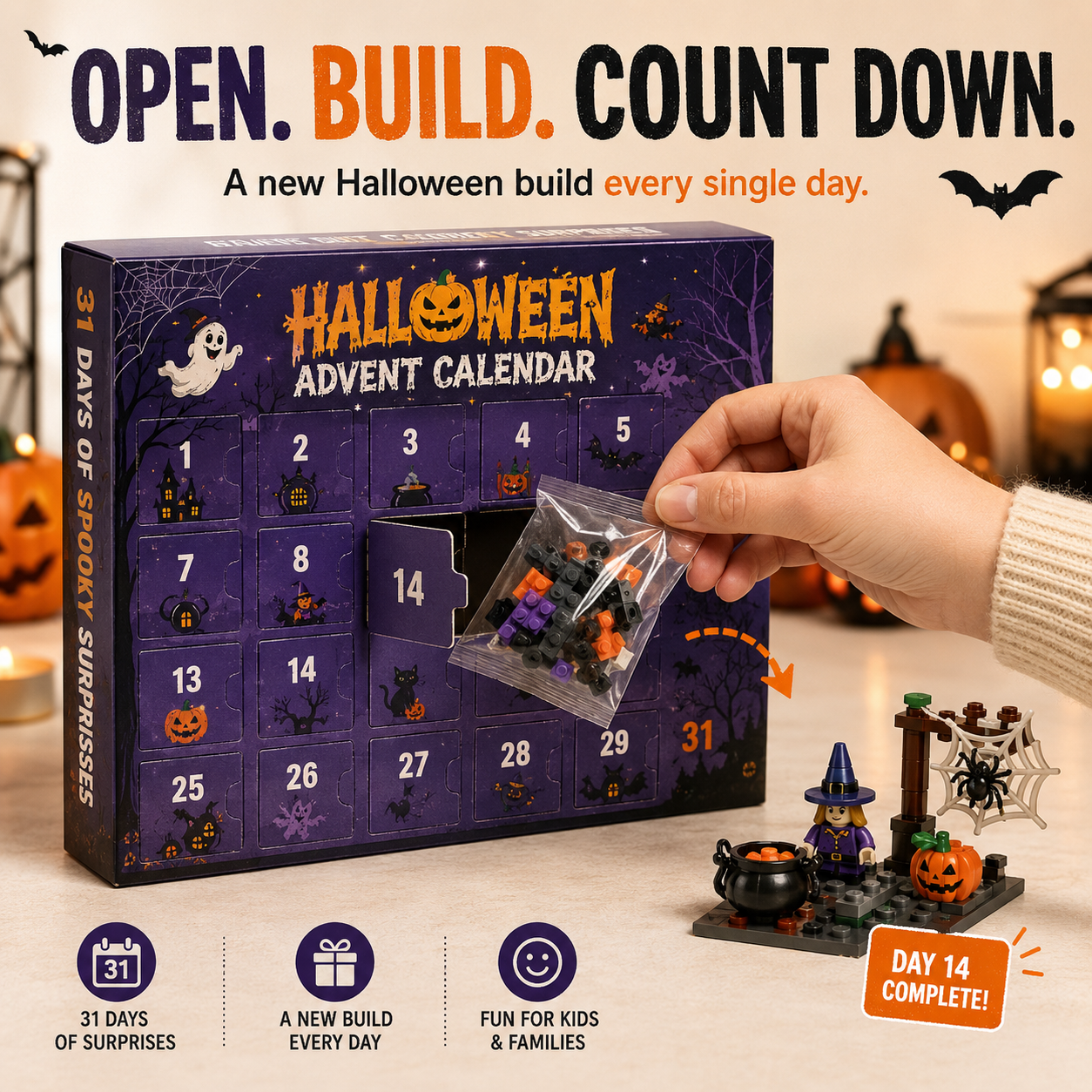 🎃31-Day Halloween Advent Calendar Building Block Set-One Door at a Time