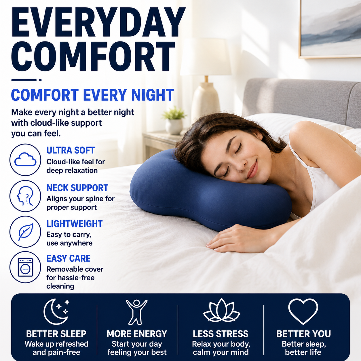 💤Cloud-shaped neck support slow rebound memory foam pillow