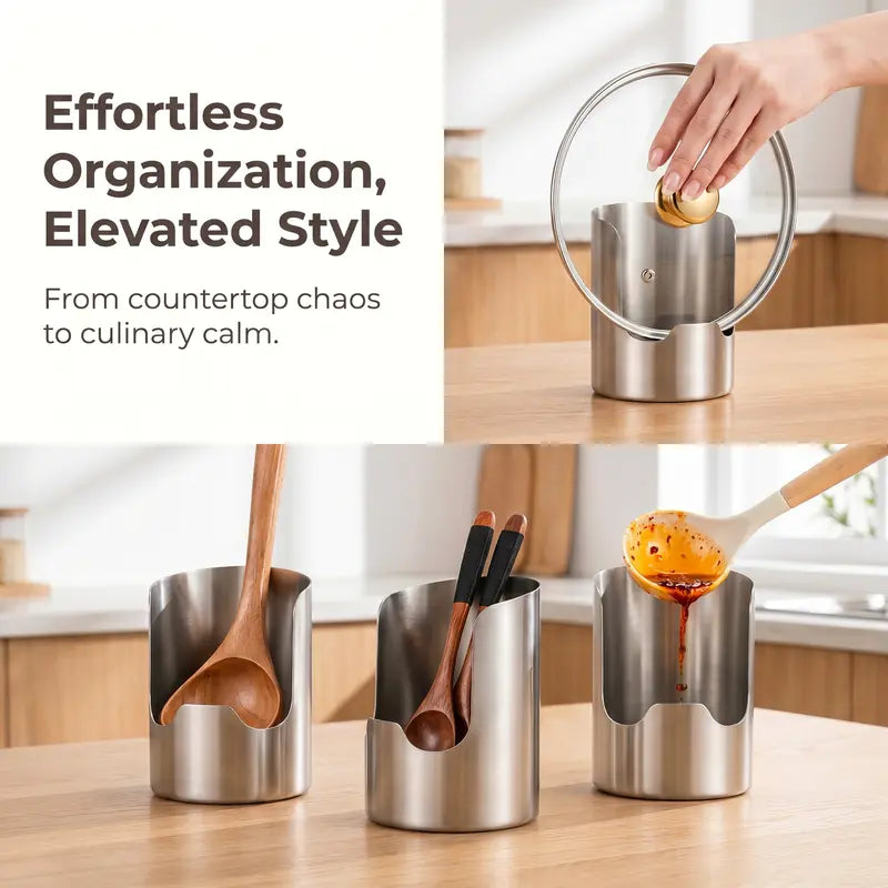 Thickened Stainless Steel Utensil Organizer, Rust Resistant Easy to Clean