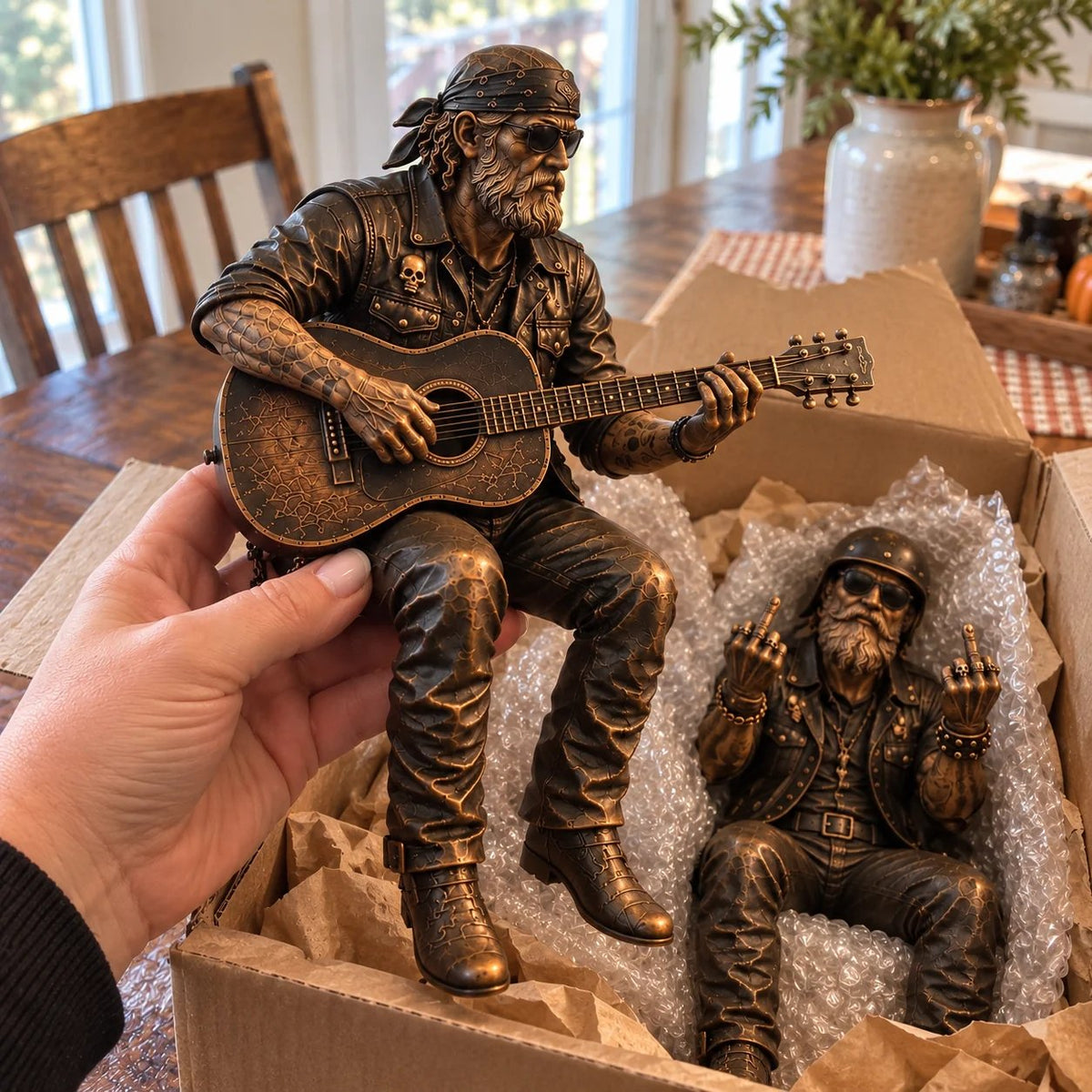 🏍️ Vintage Biker Shelf Sitter Figurines – 5 Motorcycle Rider Styles