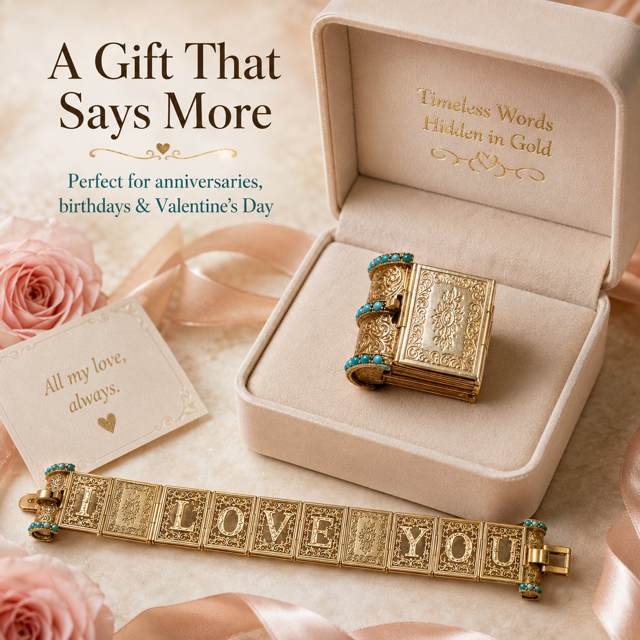 ❤️Victorian Book “I Love You” Bracelet