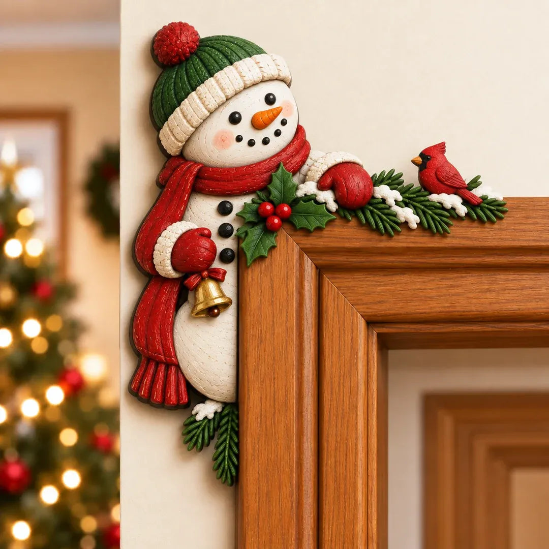 Snowman Christmas door frame corner decor