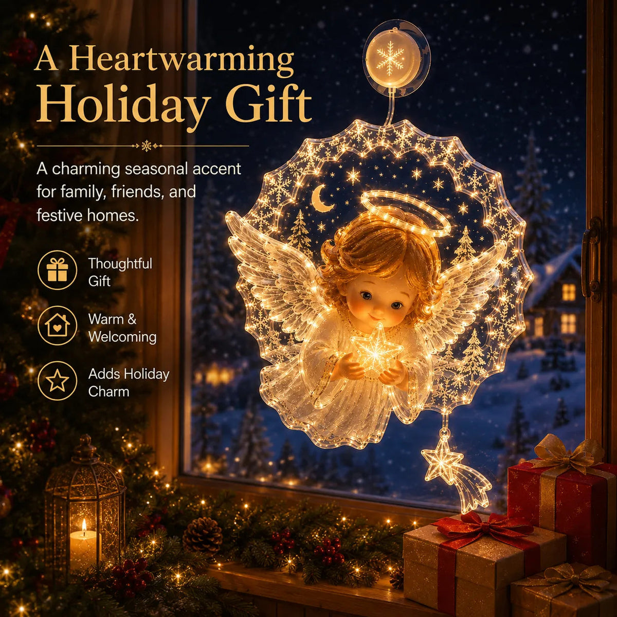 🎄 Light-Up Christmas Window Decoration – 8 Festive Suction-Cup Designs