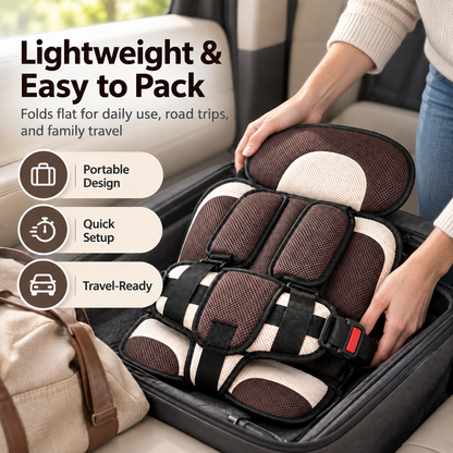 🧒 50% OFF NOW! 🚗 Foldable Child Car Safety Seat – Lightweight, Portable & Fits 0-12 Years – For Cars, Planes & Trains 🛡️