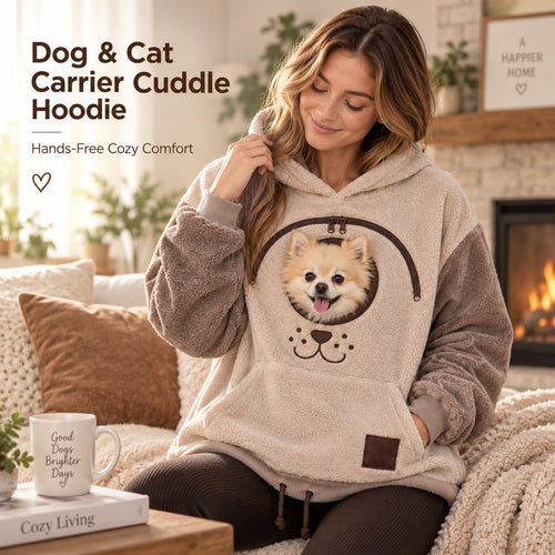 🐾 Dog & Cat Cuddle Hoodie – Oversized Cozy Hoodie with Front Pet Pouch