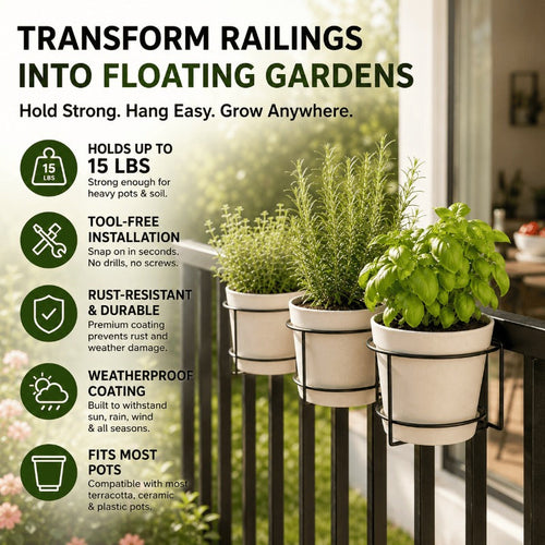 🌿 Clip-On Railing Planter Holder – Turn Empty Rails Into Garden Space