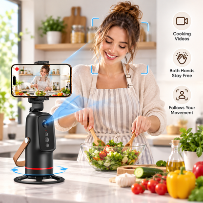 📱360° Auto Face Tracking Phone Holder – Gesture Control Hands-Free Vlogging Stand