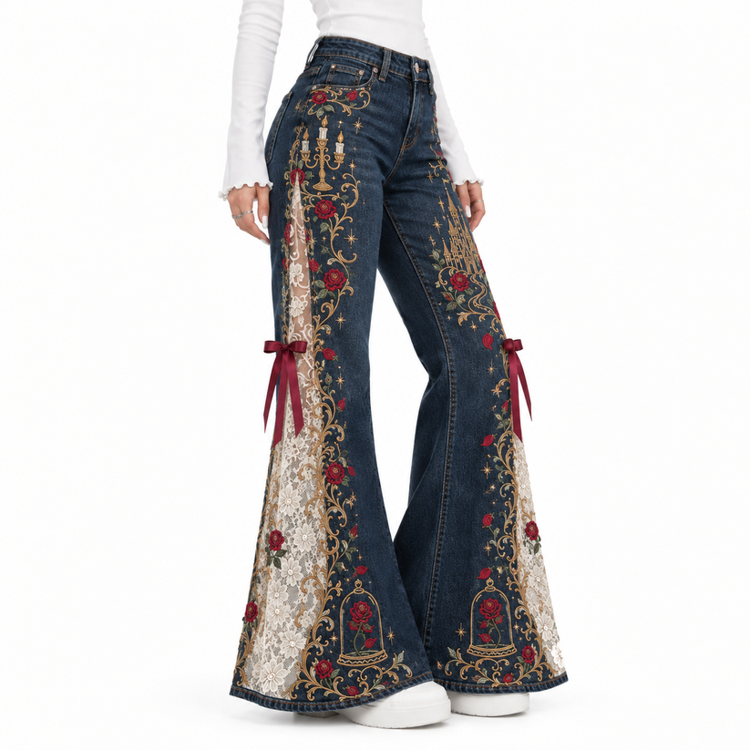 💖Fairytale-Inspired Statement Flare Jeans