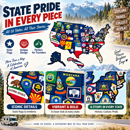 🔥🗺️RV State Sticker Travel Map—Document Your American Adventures in Style