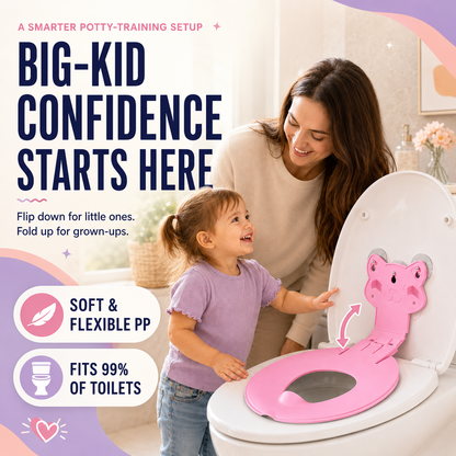 🐻 Flip-Down Toddler Toilet Training Seat – Cleaner, Easier Potty Training
