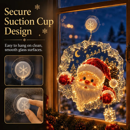 🎄 Light-Up Christmas Window Decoration – 8 Festive Suction-Cup Designs