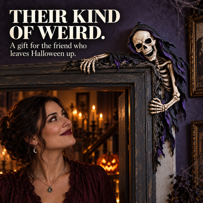 💀 Meet Your New Roommate: No Rent, No Chores, Just Hanging Around Your Doorway – Grim Reaper Corner Decor