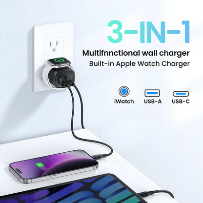3-in-1 Magnetic Wireless Wall Charger | 20W PD Fast Charge with Cable