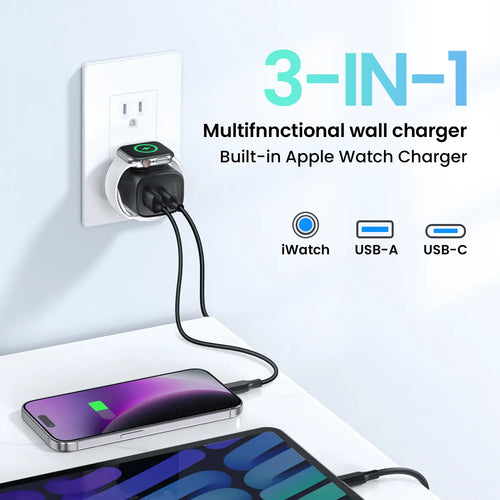 3-in-1 Magnetic Wireless Wall Charger | 20W PD Fast Charge with Cable