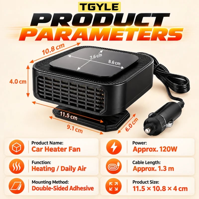 🔥HOT SALE🔥Portable Car Heater Defroster with 360-Degree Rotating Base