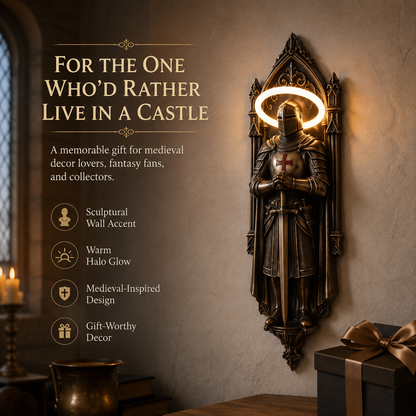 ⚔Medieval Knight Wall Lamp | Gothic Wall Art with Halo Glow