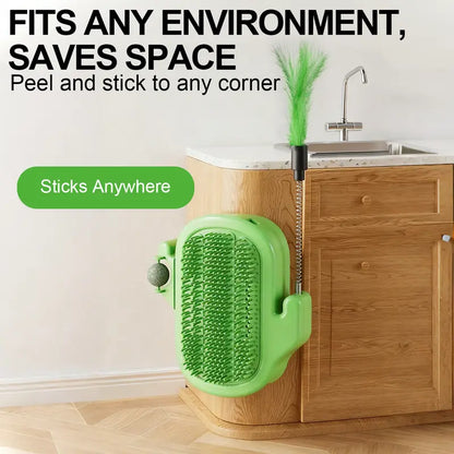 🐱3-in-1 Soft Plastic Cat Corner Groomer with Catnip