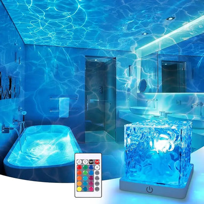 Rechargeable Wave Projector – 16 Color Shower Light, Remote Controlled & Waterproof