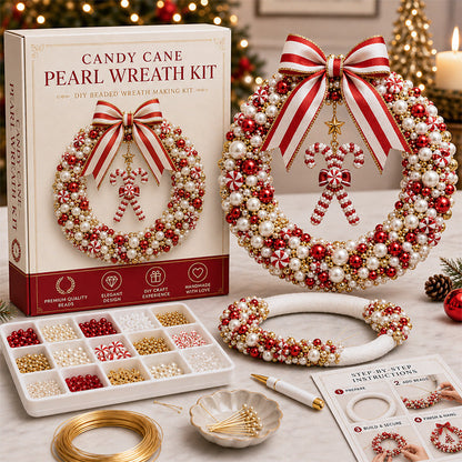🎄✨ DIY Christmas Pearl Wreath Kit – Handmade Beaded Holiday Door Décor 💎🎀