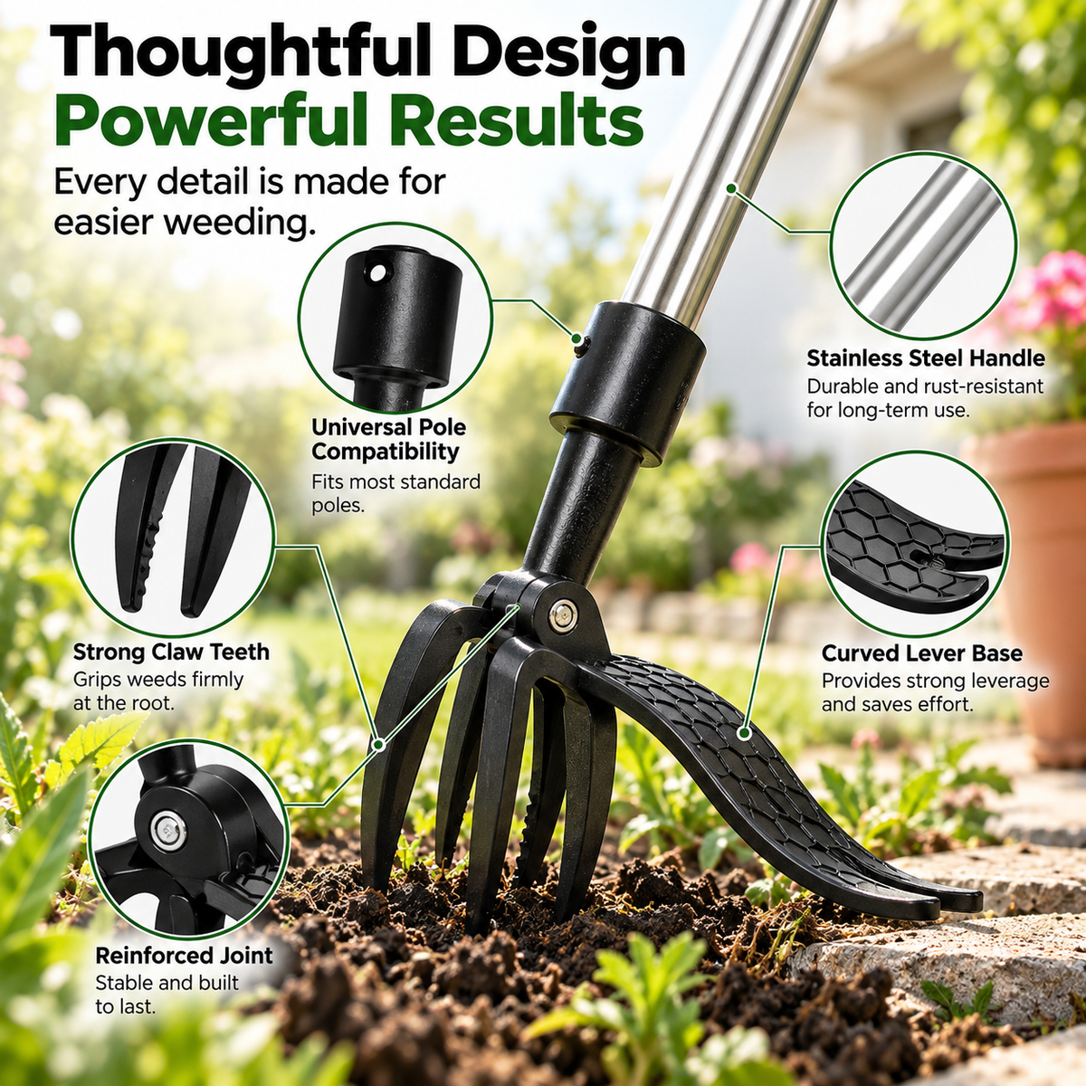 Stand-Up Weed Puller – Remove Weeds by the Root Without Bending
