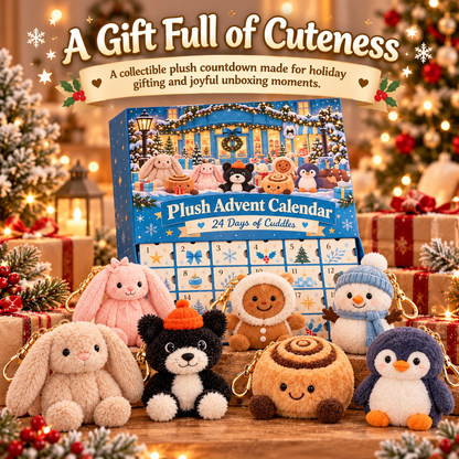 🎄 24-Day Plush Advent Calendar – Cute Christmas Countdown with Daily Surprises