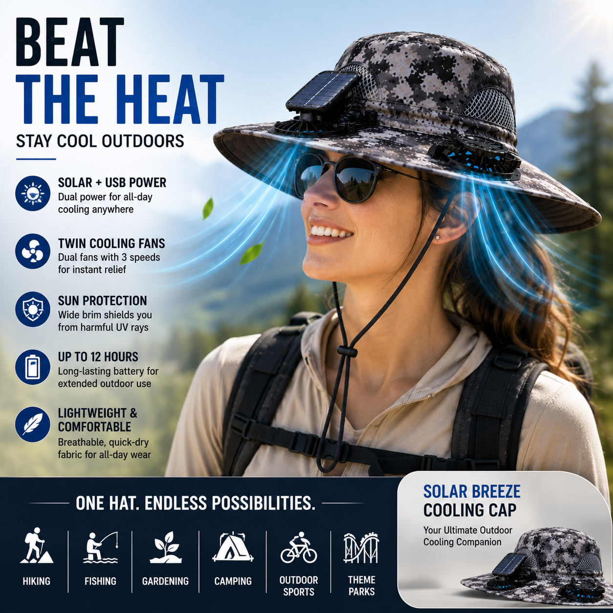 🔥HOT SALE NOW 45% OFF🔥Solar Cooling Sun Hat – Portable Fan Cap