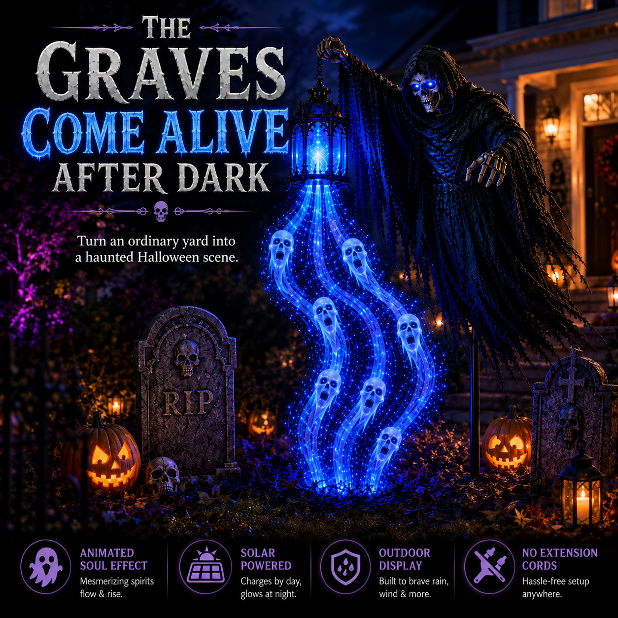 💀 Halloween Soul Harvester Animated Solar Garden Light