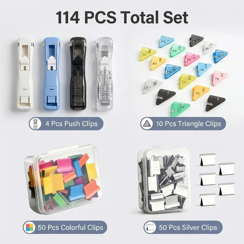 📎4-Pack Refillable Paper Clip Dispenser Set with 110 Assorted Clips