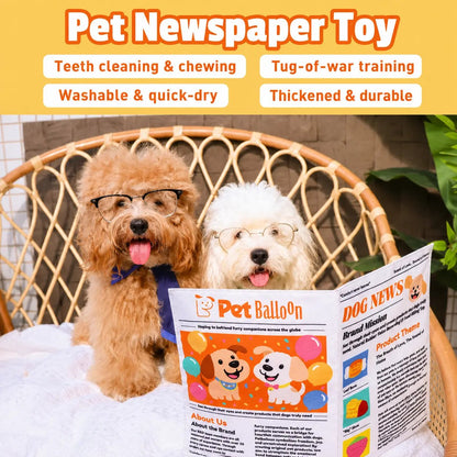 Durable Newspaper Pet Balloon Dog Toy - Crinkle Chew for Boredom Relief, Teeth Cleaning, Interactive Play - Safe, Non-Toxic, Washable, Quick-Dry