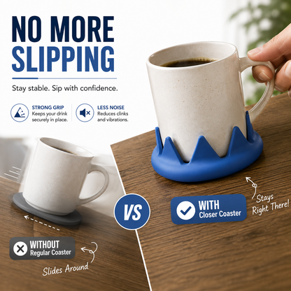Closer Coaster: The Coaster That Follows Your Drink – Non-Slip, Reversible Silicone Coaster