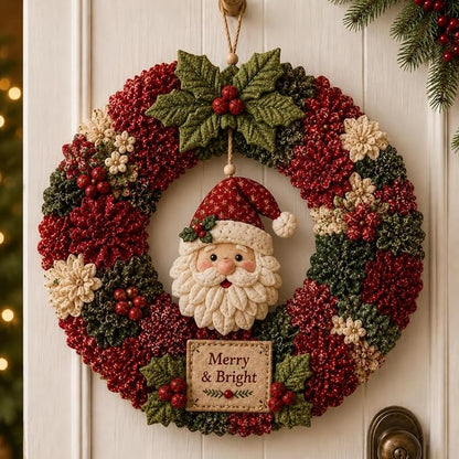 3D Fabric Poke Wreath DIY Kit, Christmas Wreath DIY Kit for Adults，Santa