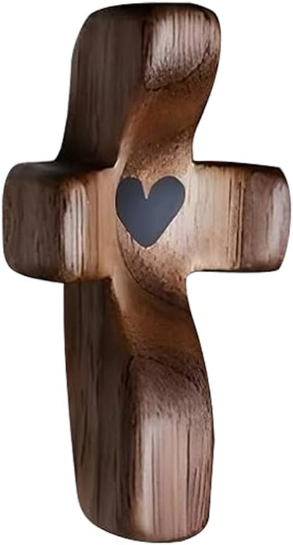 Cross Fidget Wood, Encouragement Gift, Olive Wooden Cross for Clinging and Praying, Pocket Religious Gift for Children and Adult