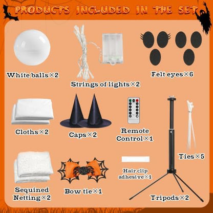 2-Pack Light-Up Halloween Ghosts with Remote