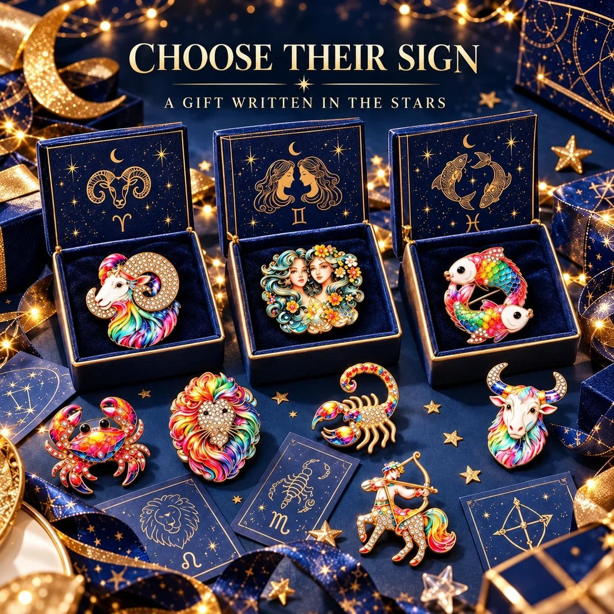♈ Luxury Zodiac Enamel Brooch – Colorful Astrology Lapel Pin for Blazers, Coats & Gifts