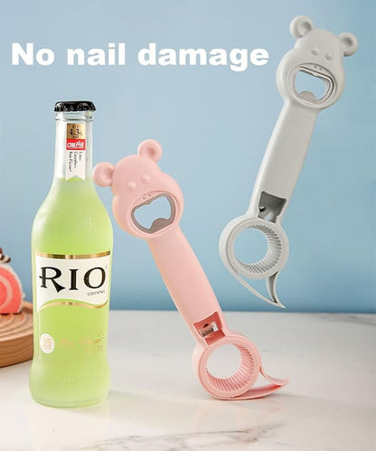 🐻 4-in-1 Bear-Shaped Opener – Open Bottle Caps, Pull Tabs & Jar Lids with Less Hassle