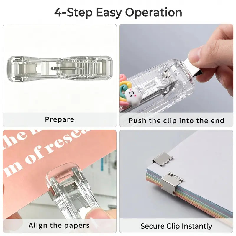 📎4-Pack Refillable Paper Clip Dispenser Set with 110 Assorted Clips