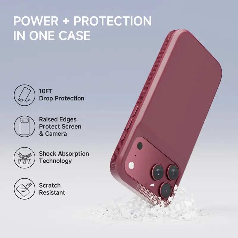 🔋 PinkBird Power Case – Protective Charging Phone Case with Backup Battery & Type-C Connectivity
