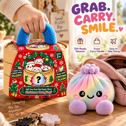 🌈Cute Plush Stuffed Dumpling Squishies, Big Rainbow Squishes with Steamer🎁